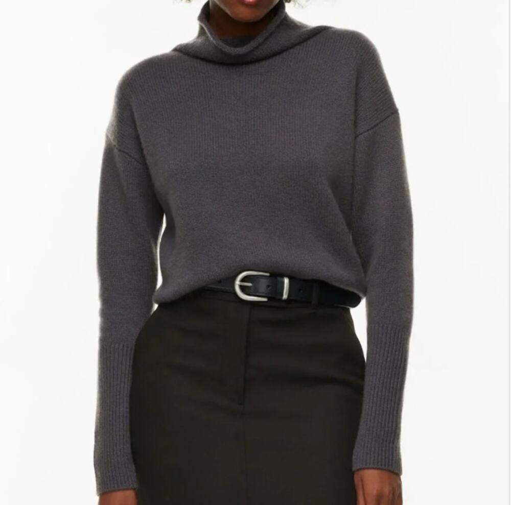 Aritzia Wilfred Gray Luxe Cashmere Cyprie Sweater Small mockneck 104219